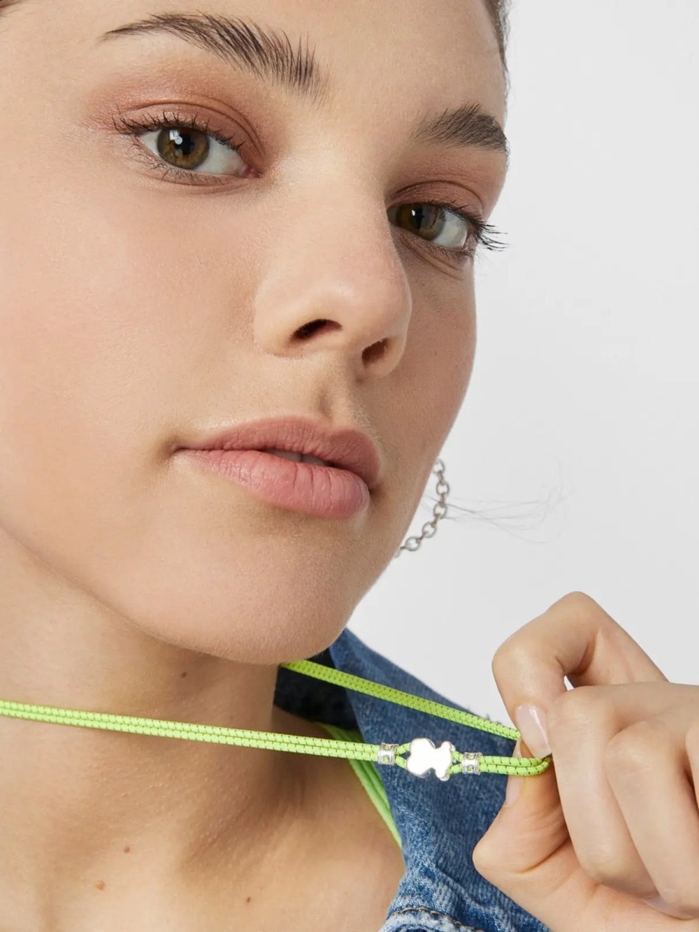 Tous Neon Green Rope Necklace elastic
